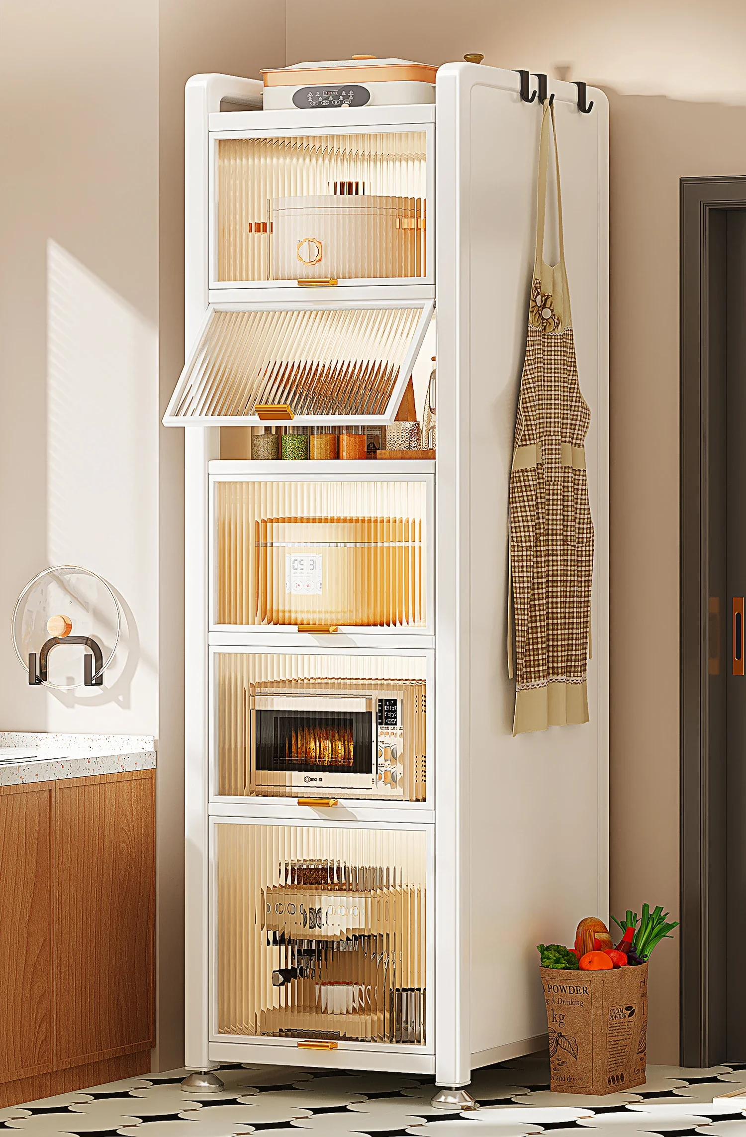 Shuai Shi kitchen rack crevice multi-functional seasoning storage cabinet multi-layer pot rack floor gap storage cabinet