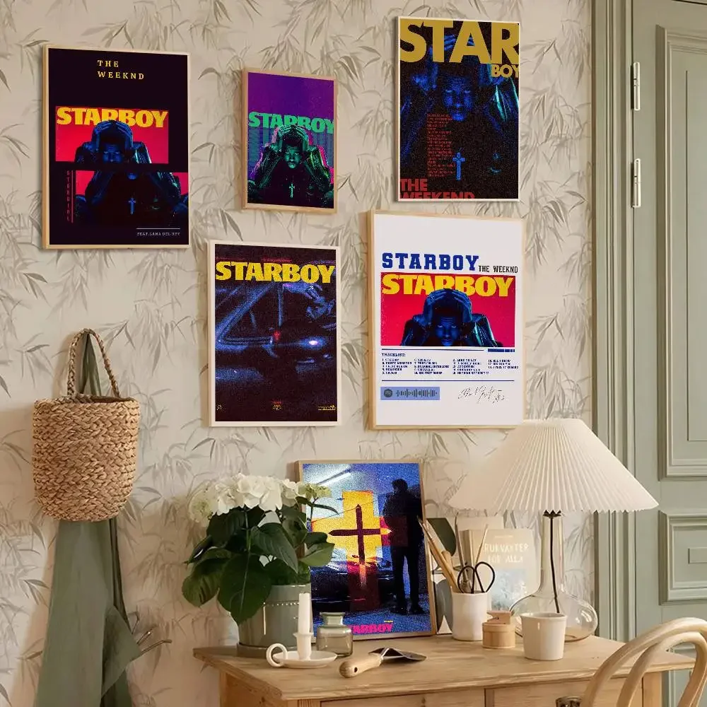 1PC Singer The Weeknd Starboy Poster Self-adhesive Wall Art Mural Art Waterproof Sticker For Bar Room Decor High Quality