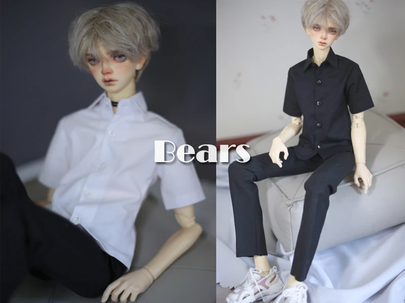 

BJD Doll Clothes Versatile Black White Short Sleeved Shirt For 1/3 1/4 BJD SD DD MSD MDD SD13 SD17 POPO68 Uncle SSDF ID75 Doll