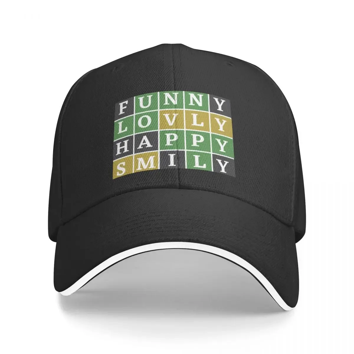 Learn happiness through Wordle Puzzle Game -Enjoy, Lovly, Happy, Smily Baseball Cap Golf Hat birthday Women Beach Fashion Men's