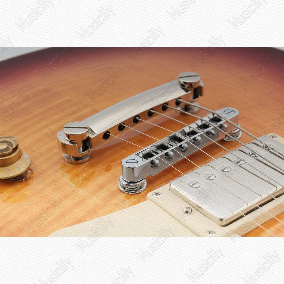 Chrome LP Style Electric Guitar Tune-O-Matic Bridge Large Post Hole Fixed Guitar Bridge For Electric Guitar