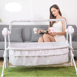 Cama de cuna eléctrica ajustable para bebé, sofá de dormir para recién nacido, mecedora automática, colchón con música, plegable, temporizado