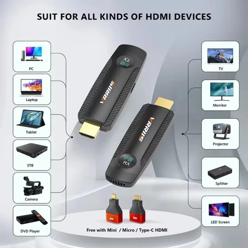 100M 1080P @ 60 هرتز HDMI-متوافق مع جهاز إرسال واستقبال لاسلكي HDMI موسع 50 متر المدى لتلفزيون الكمبيوتر/جهاز العرض/الشاشة