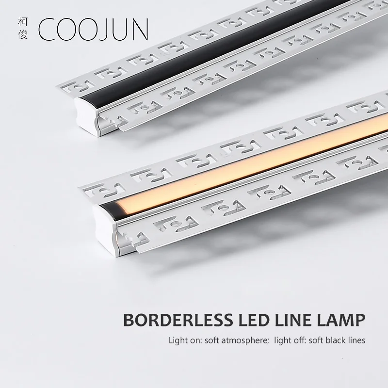 COOJUN Frameless 1M DC 24V 4W/M Wall Ceiling Recessed Aluminum Cabinet Line Lighting Home Hallway Decoration LED Strip Lights