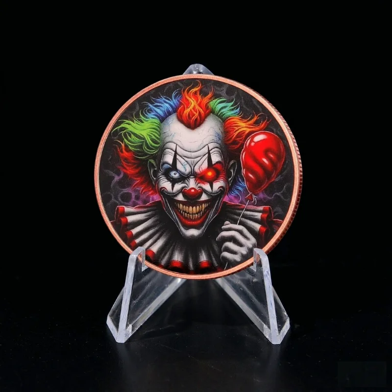 Custom Metal Copper Coins 2D UV Printing Personalized Clown Souvenir Medals Wholesale Purple Copper Challenge Coins