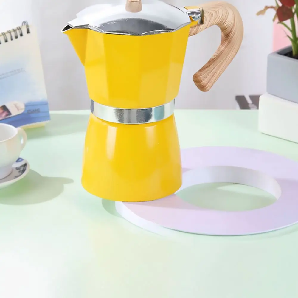 For For Mayika Moka Pot Aluminum Italian Espresso Maker Stovetop Coffee Brewer Wood Grain Design Home Kitchen Equipment