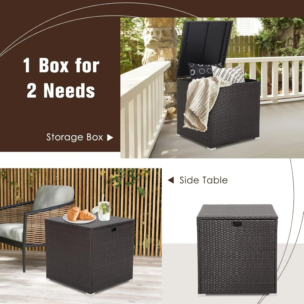 Outdoor Storage Box 72 Gallon - Exterior wicker storage bin with waterproof zippered lining, exterior parcel delivery box