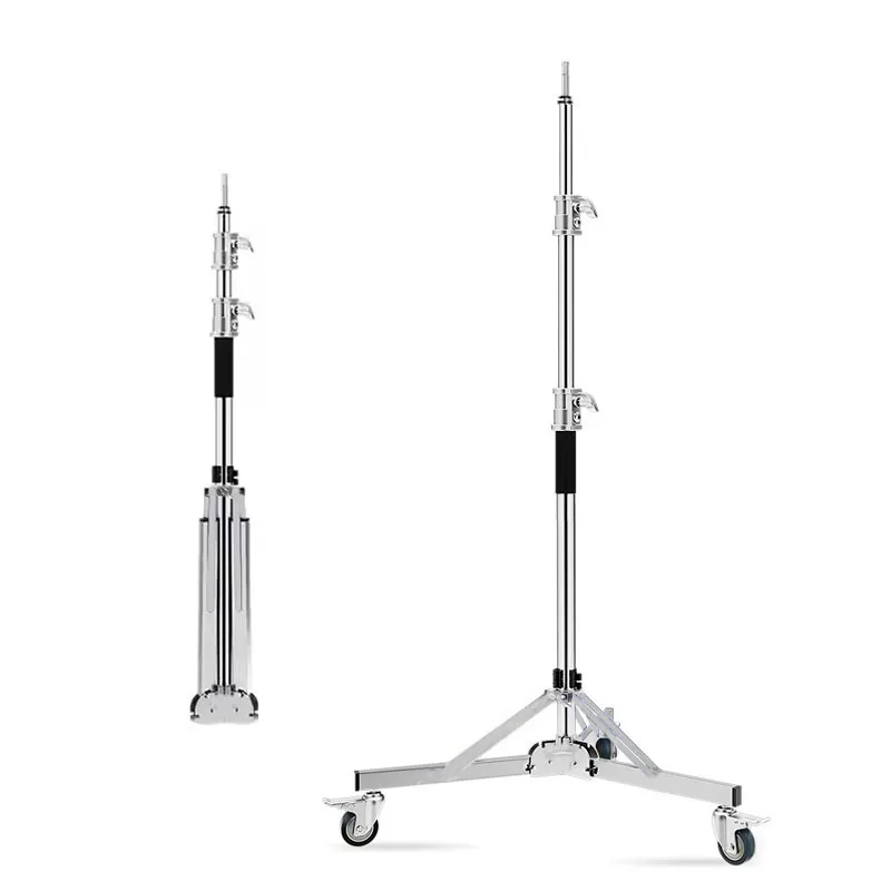 Heavy Duty C Stand with Arm 3M Adjustable Stainless Steel Light Stand Telescopic Crossbar for Video Lighting