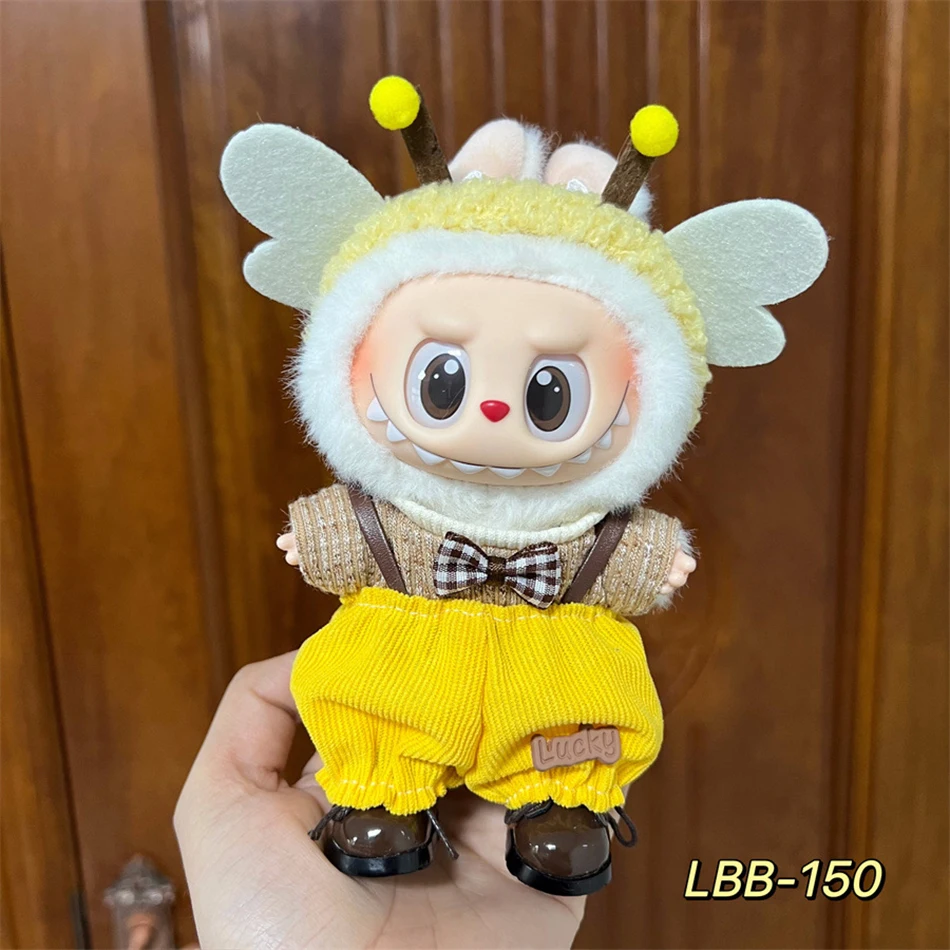 ل 17 سنتيمتر Labubu ملابس الطفل لطيف سترة علوية الزي دمية الفراولة سترة الخريف الشتاء ل labubu القماش