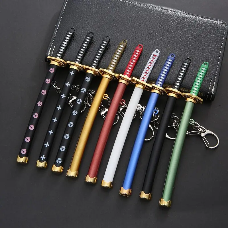 Mini Roronoa Zoro Samurai Sword Keychain Anime Scabbard Key Ring Katana Buckle Key Chain for Men Women Cosplay Toy Jewelry Gift