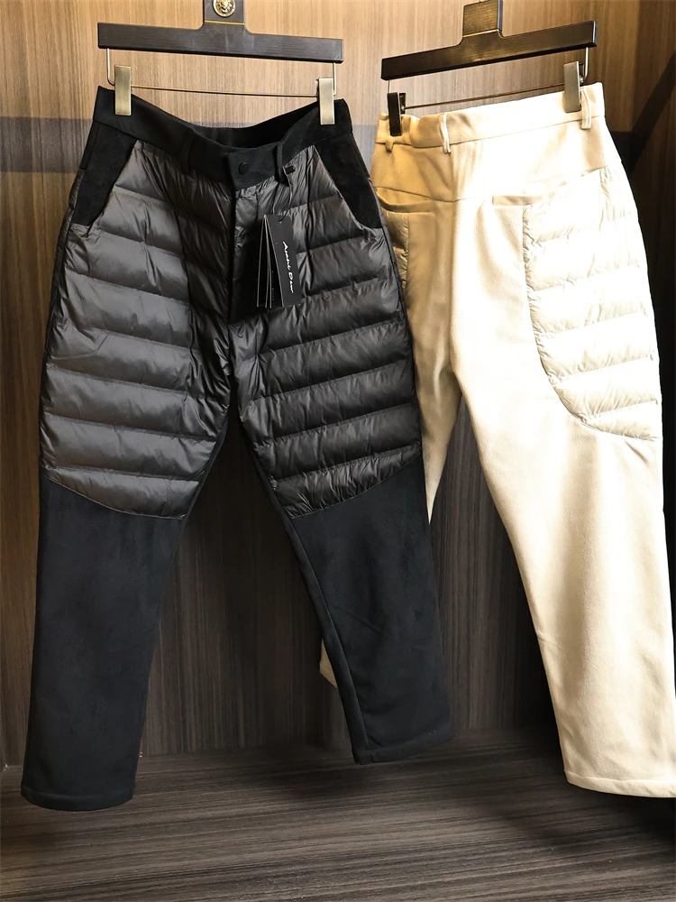 

Мужские хлопковые брюки Thiened, зимние уличные теплые брюки, однотонные прямые длинные брюки, модная повседневная одежда