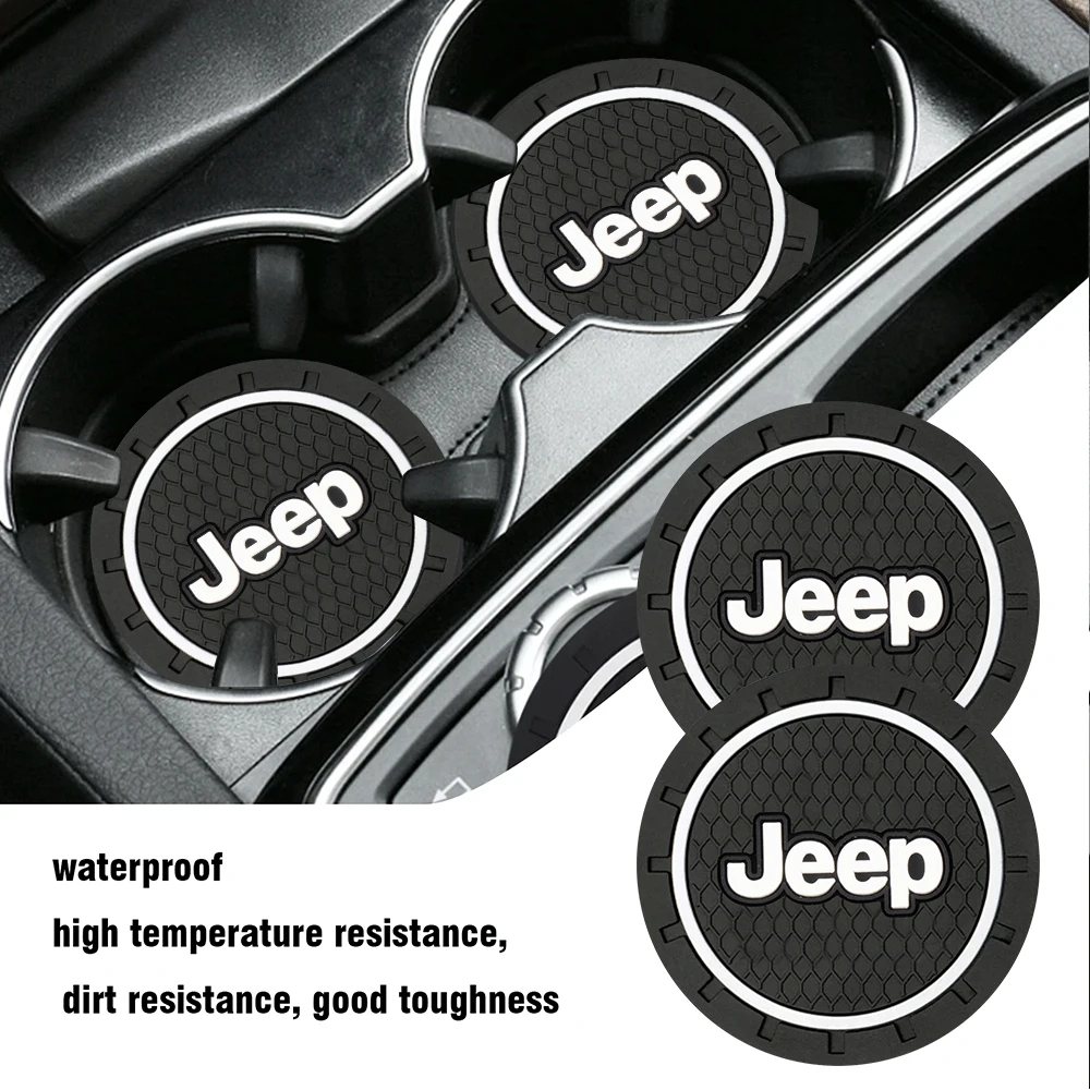 

1/2pcs Silicone Car Coasters Water Cup Bottle Non Slip Pad Anti-Slip Mat For Jeep JK JPB Patriot Liberty Commander Renegade Hawk