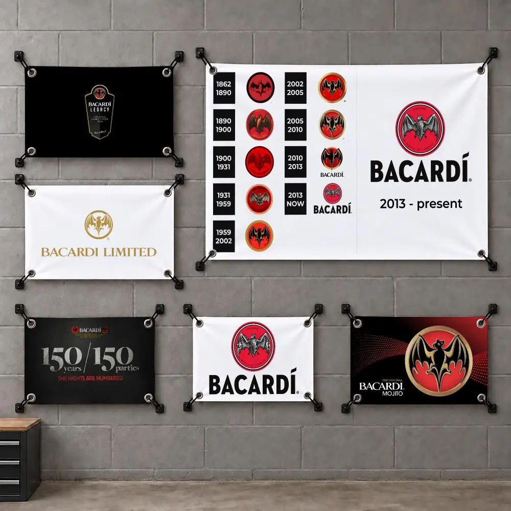 B-Bacardi Logo Flags Custom Wall Hanging Background Art Banner For Bedroom Home Living Room Outdoor Decor