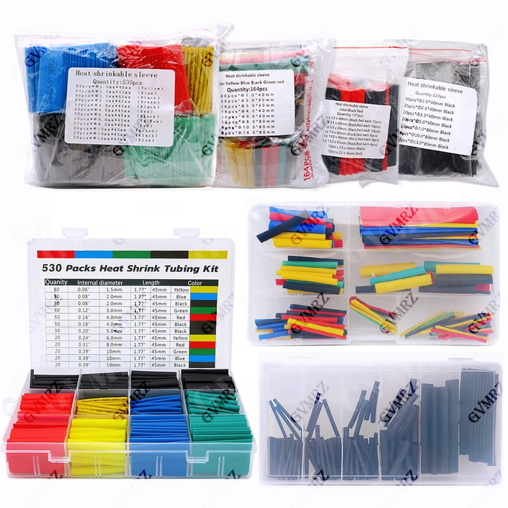 328PCS 164-560pcs Heat Shrink Tube Tubing Insulation  Assortment Electronic Polyolefin Wire Cable Sleeve Kit Shrinkable Tube