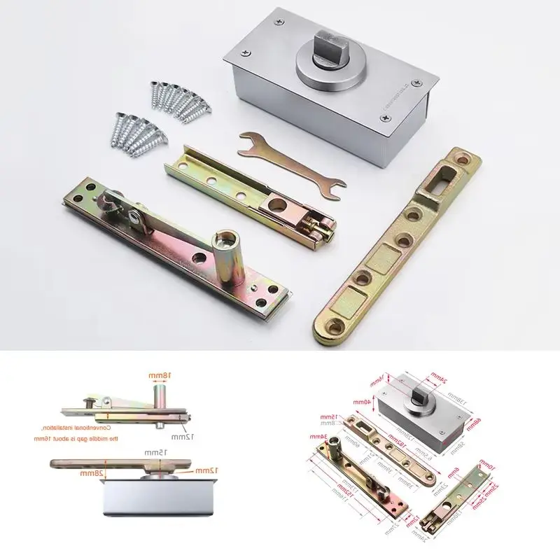 HOT 1Set Heavy Duty Positioning Door Pivot Hinges 360° Rotation Invisible Hidden Floor Spring Door Hinges Install Up and Down