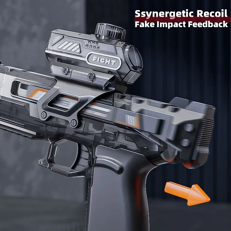 電動水鉄砲 ライト付き 火炎効果連続噴射 高圧高速強力屋外水鉄砲 クリスマスおもちゃ USB