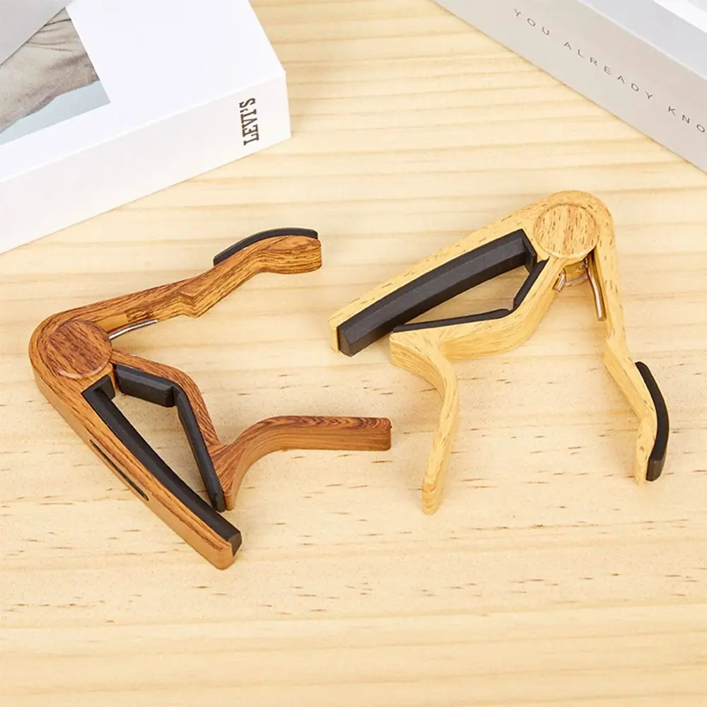 Wood Grain Guitar Capo Aluminium Alloy With Guitar Picks Holder Quick Change Clamp Key Electric Guitar Parts Universal