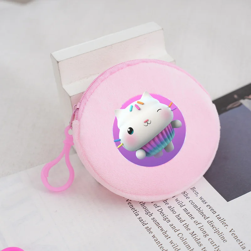 Gabby Courses House Coin Purse, Cute Cartoon, Pink, Sweet Plush, Round Zipper, Money Bag, Girls, Student, Mini Purse, Birthday Gift, Hot, Kids