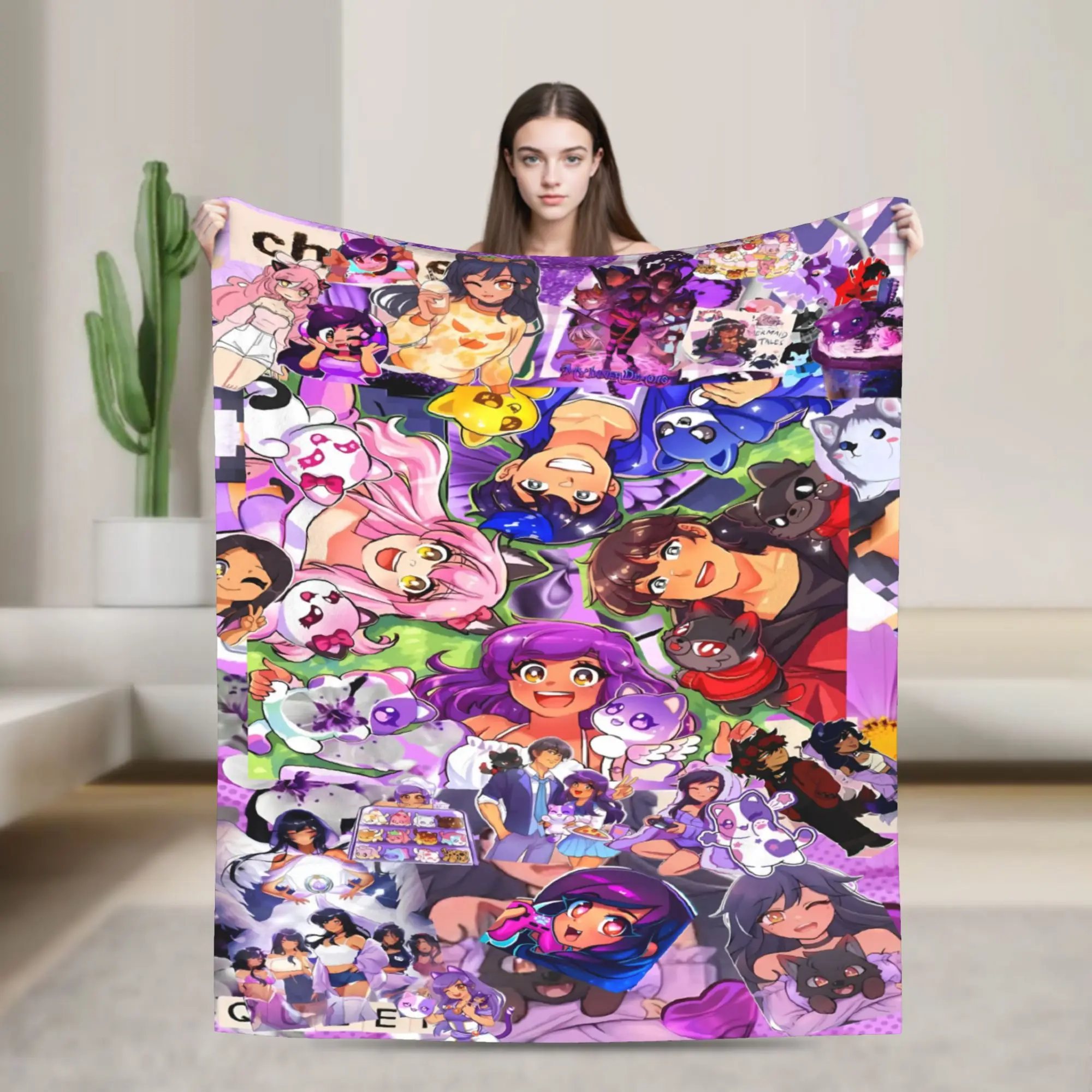 Cheerful Aphmau Outdoor Adventure Soft Blanket  Travel Office Plush Throw Blanket Pattern Bedroom Flannel Bedspread Sofa Bed