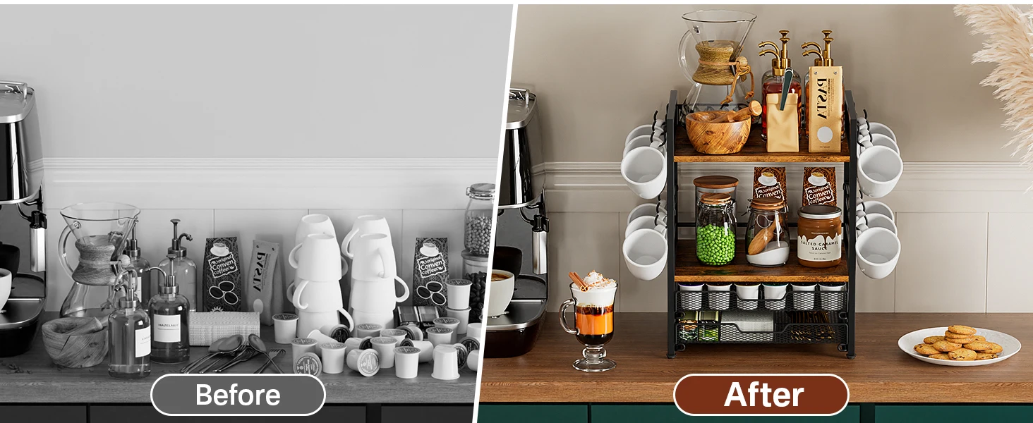 Coffee Bar Organizer Coffee Station K Cup Holder for Countertop