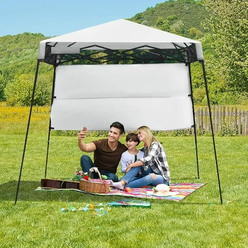 Pop Up Canopy, Slant Leg Outdoor Canopy with Carry Bag & 4 Stakes, Compact Portable Canopy Tent for Hiking