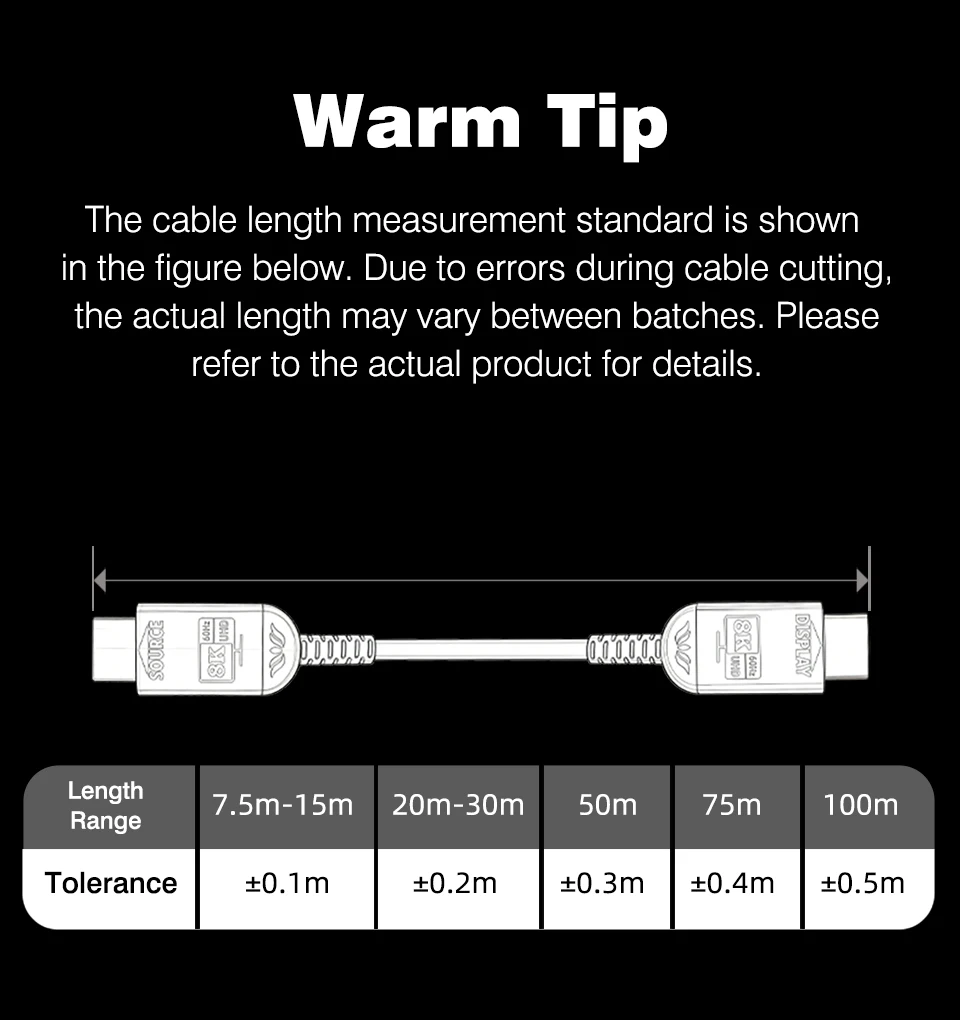 UGOURD Glasfaser HDMI 2.1 Kabel Aktives Optisches AOC HDMI-über-Glasfaser-Kabel 8K60Hz 4K 120Hz Lange Distanz 7,5m - 20m 30m 50m 100m – Detail 16