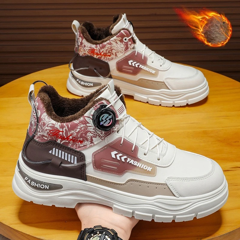 New Men's Winter Snow Boots Thermal Fur Lined Waterproof Non-Slip Chunky Sole Comfortable Ankle Boots Outdoor Shoes