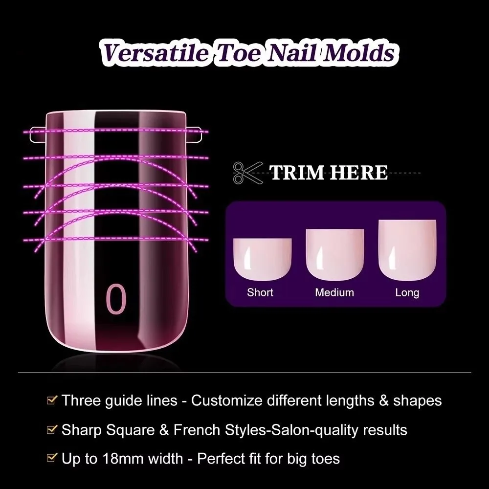 120 pezzi nuovi stampi per unghie dei piedi a doppia forma acrilico copertura completa punte false stampi per gel per unghie in poli per estensione