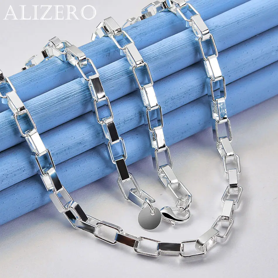 ALIZERO 925 Sterling Silver Necklace 4MM Long Lattice Chain Necklace For Men Women Jewelry Fashion Party and Daily Wear