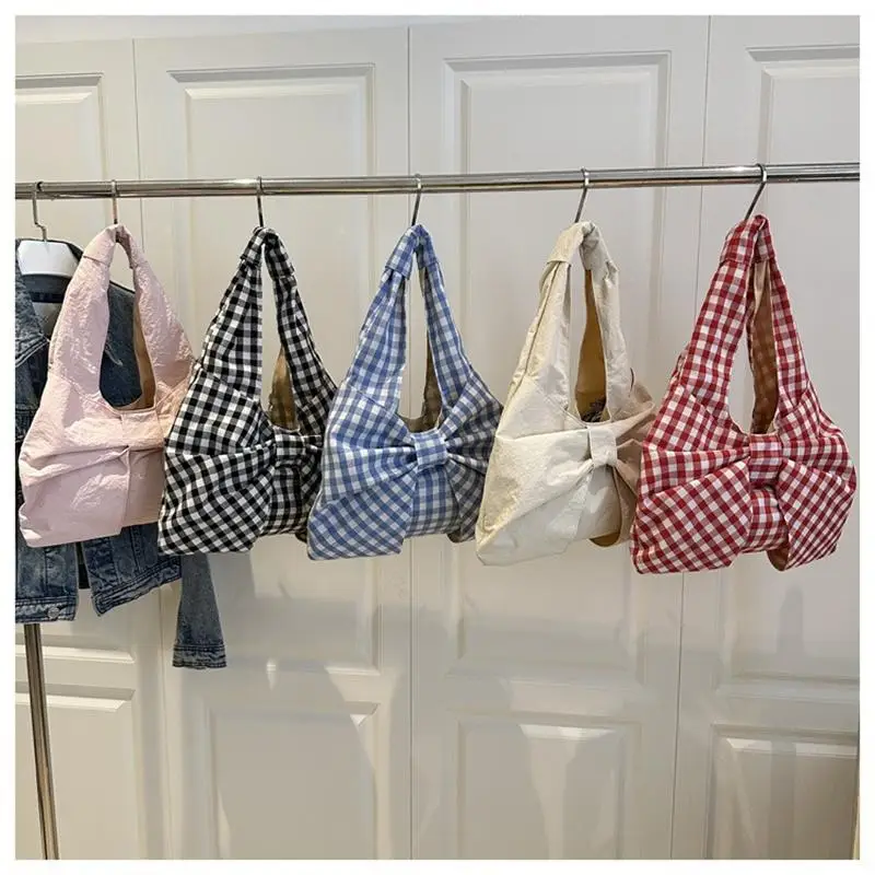 Tote Bag Lightweight Underarm Vest Bag Retro Plaid Shoulder Bag Comfortable For Leisure Shopping Travel