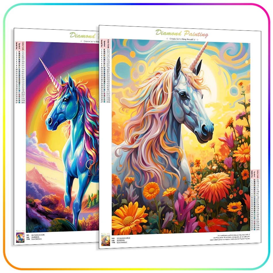 

RUOPOTY-5D Diamond Painting Unicorn White Horse Diamond Pictures Diamond Mosaic Embroidery Diy Kit Needle Arts Craft Stitch Set