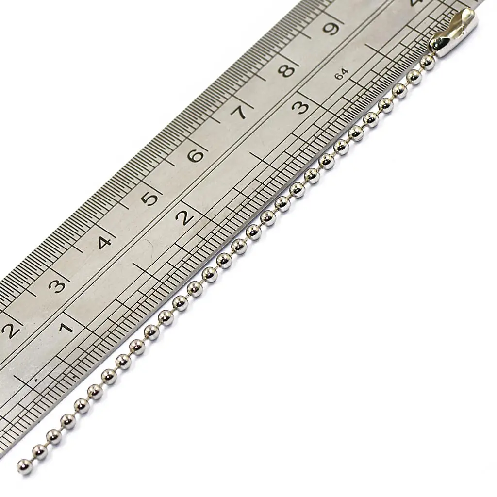 Silver Ball Chain 2.4mm Alloy Key Chain Scrapbooking Bead Chain for Jewelry Decoration Event 10cm