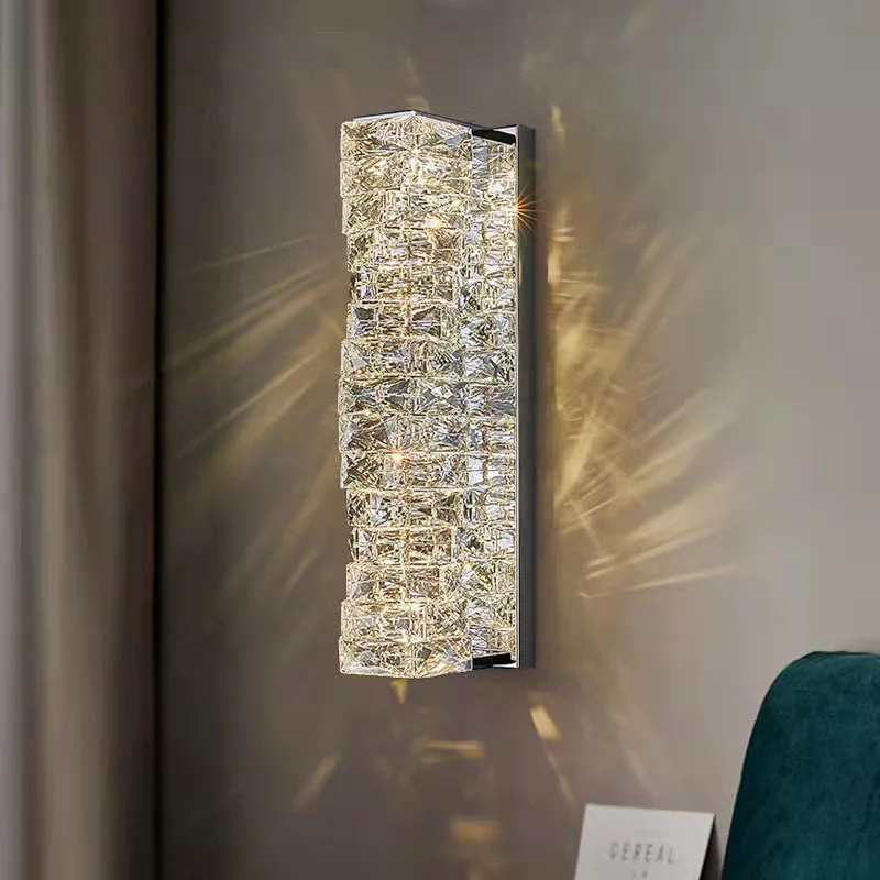 

Modern Luxury Crystal Wall Lamp Gold Chrome LED Wall Sconce for Bedroom Bedside Living Room TV Wall Home Decor Lighting Fixture