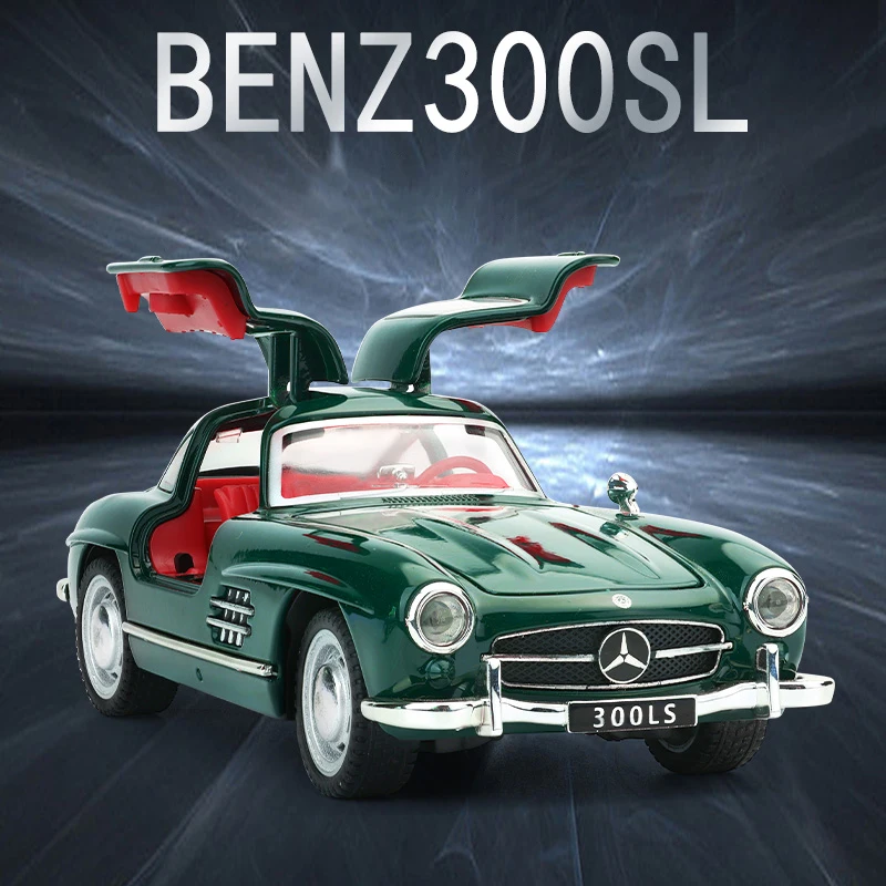 1:32 Mercedes-Benz 300SL Classic Vintage Alloy  Diecast Car Exquisite Model Sound Light Children Toy Collect Ornaments Birthday