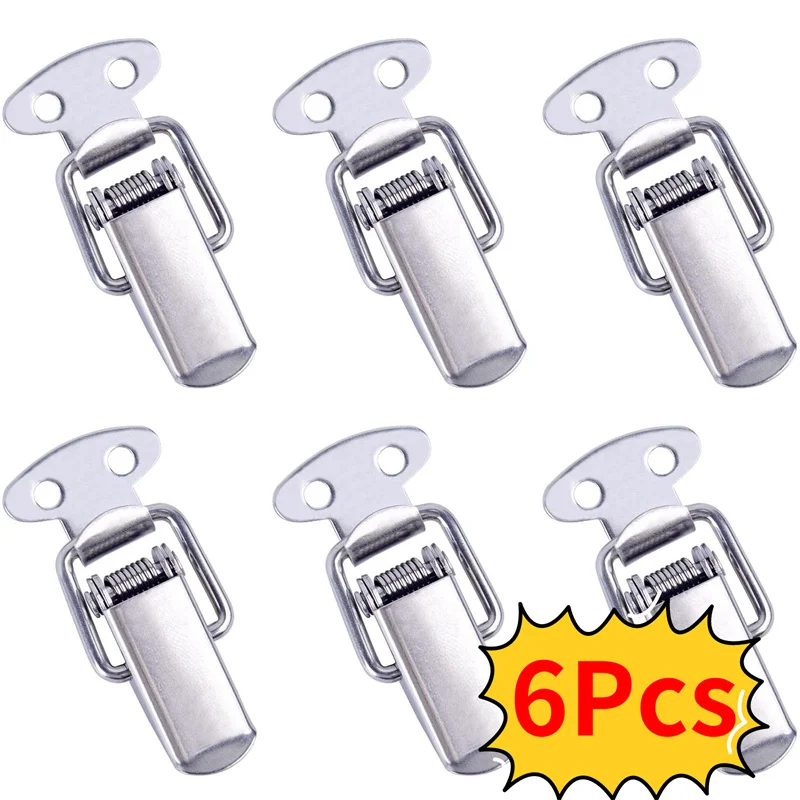 6PC Tension Lock Cap Lock Cabinet Boxes Spring Loaded Latch Catch Toggle Hasp Sliding Tool Part High Quality