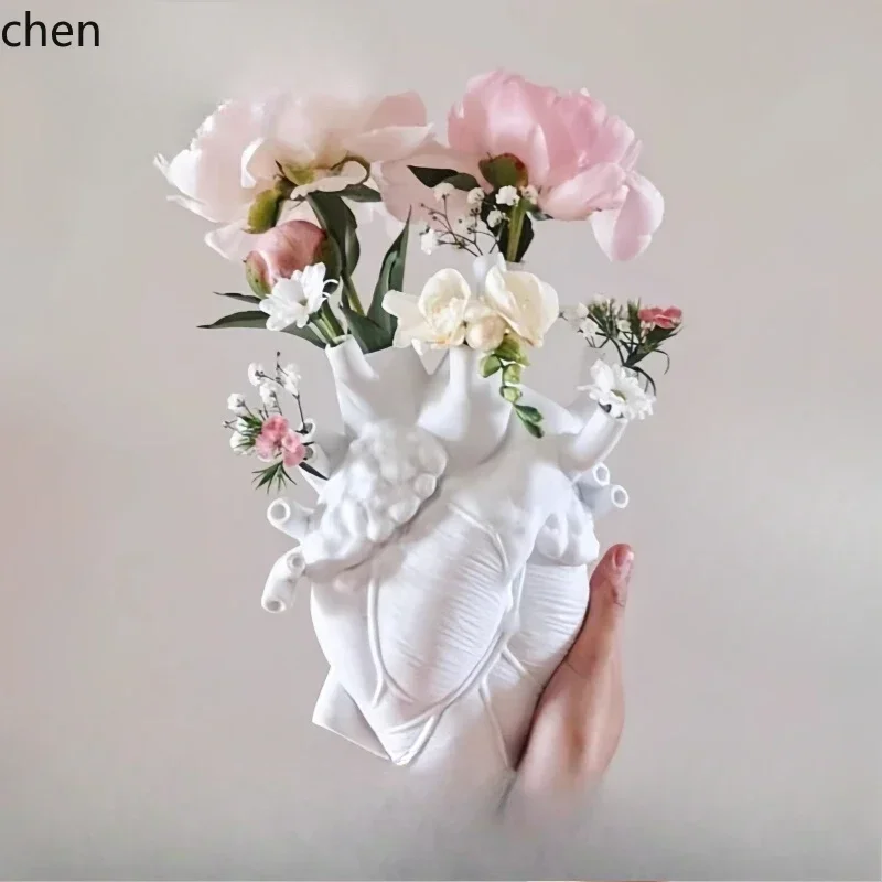 Vase Decorative Ornament Heart Transparent Glass Ceramic Flower Arrangement Dining Table Valentine's Day Gift High Sensel11