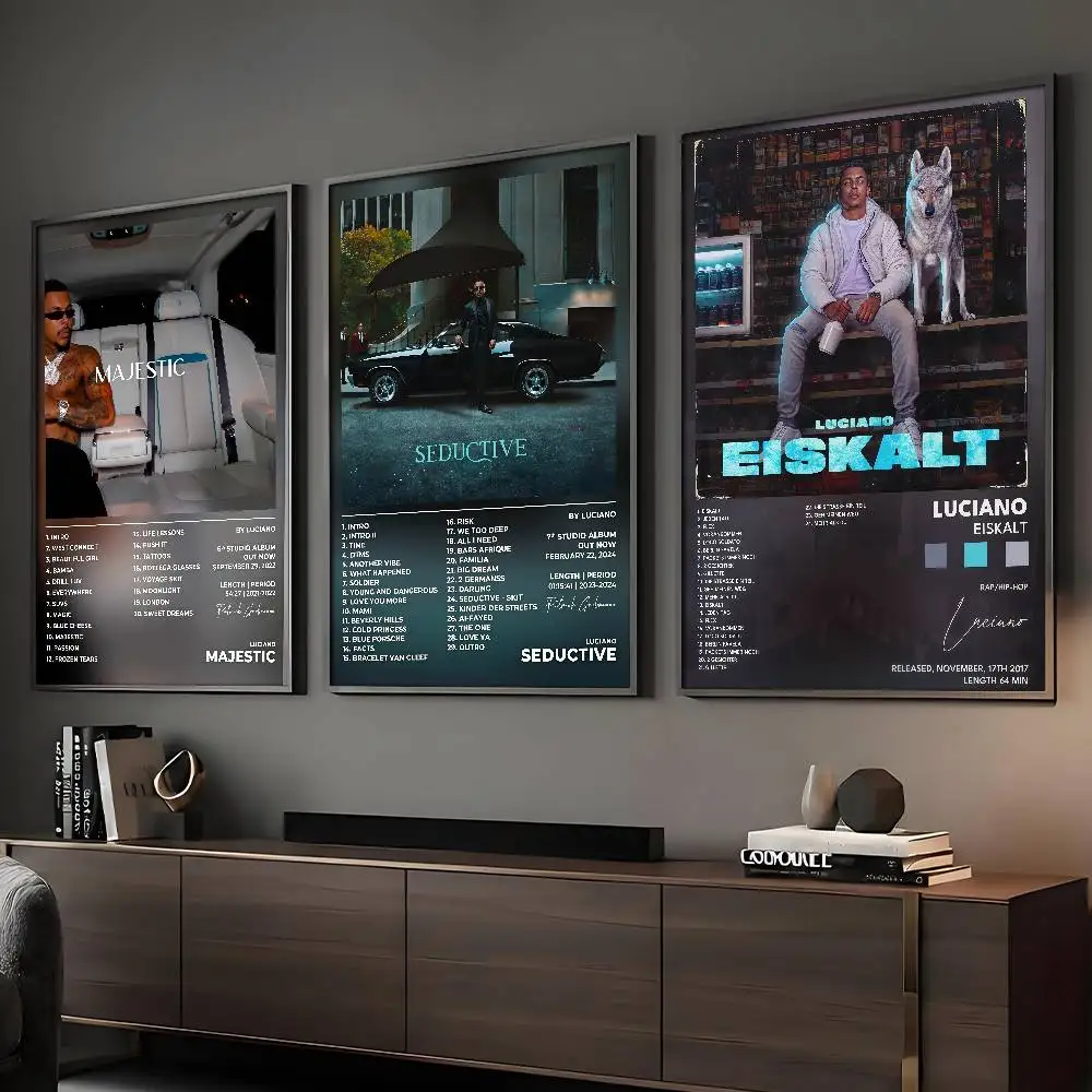 Rapper Luciano Poster, klebriger Wandkunstdruck, wasserdicht, für Zuhause, Wohnzimmer, Schlafzimmer, Bar, ästhetisches Dekor