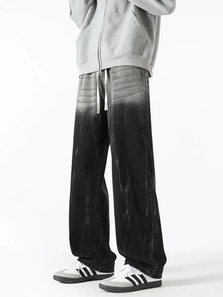 

Мужские джинсы Waed Adient: прямые и широкие брюки в американском уличном стиле, осенняя новинка, модные, из хлопка и полиэстера