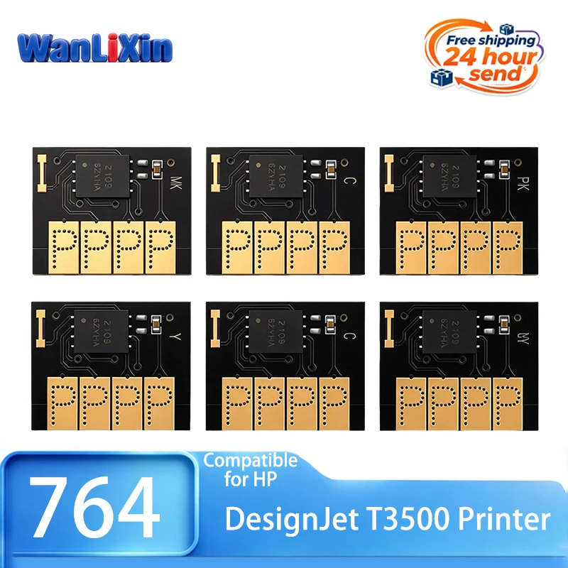 300ML For HP764 For HP 764 C1Q13A C1Q14A C1Q15A C1Q16A C1Q17A C1Q18A Ink Cartridge chip Compatible for Designjet T3500 Printer