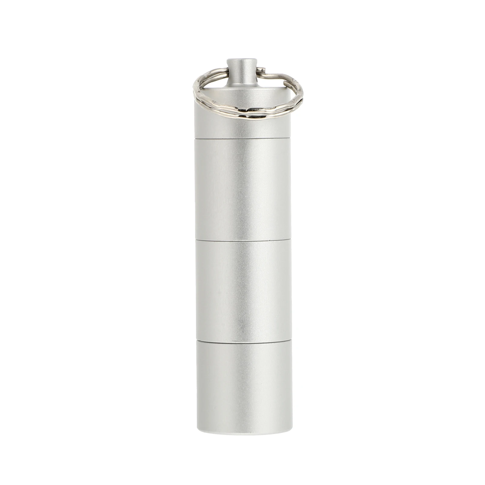 

Aluminum Alloy Small Bottle Multi grid Portable Medicine Holder Lightweight Waterproof Keychain Pendant Silver Pills Storage