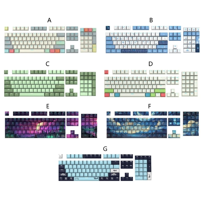 

PBT Backlit Keycaps, Double Shot Chinese Style Keycap Set, Five Sided Thermal Sublimations Mechanical Keyboard Keycap Dropship