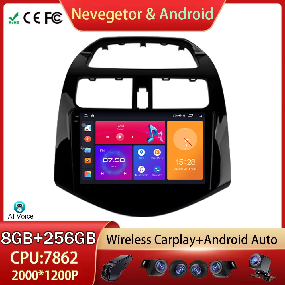 For Chevrolet Spark M300 2009 - 2016 Car Radio Android Auto Multimedia Video Player Stereo GPS Navigation 5G WIFI BT No 2din DVD