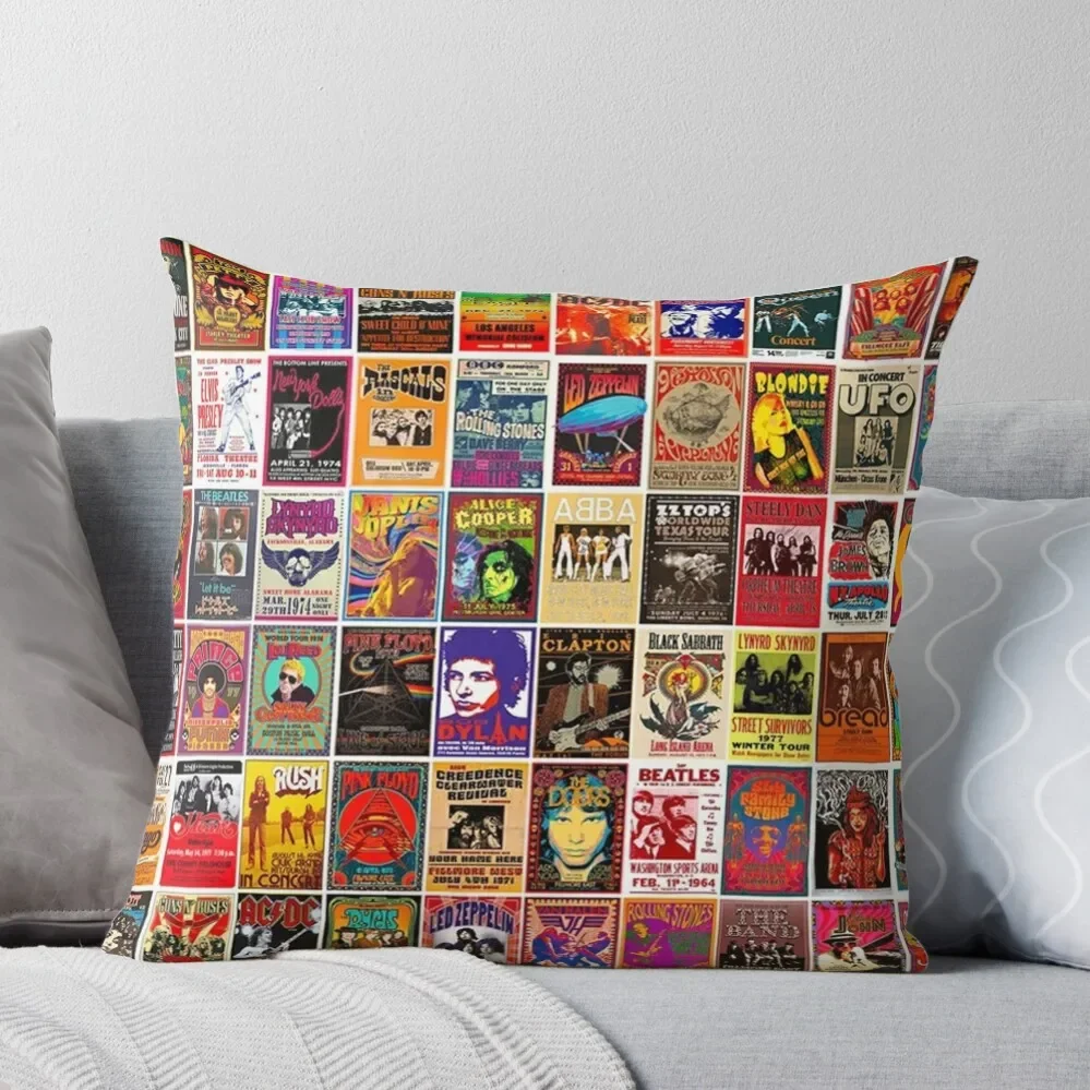 

Vintage Rock Band Concert Posters, 70s 80s 90s Retro Music Throw Pillow Pillow Covers Decorative Bed pillowcases