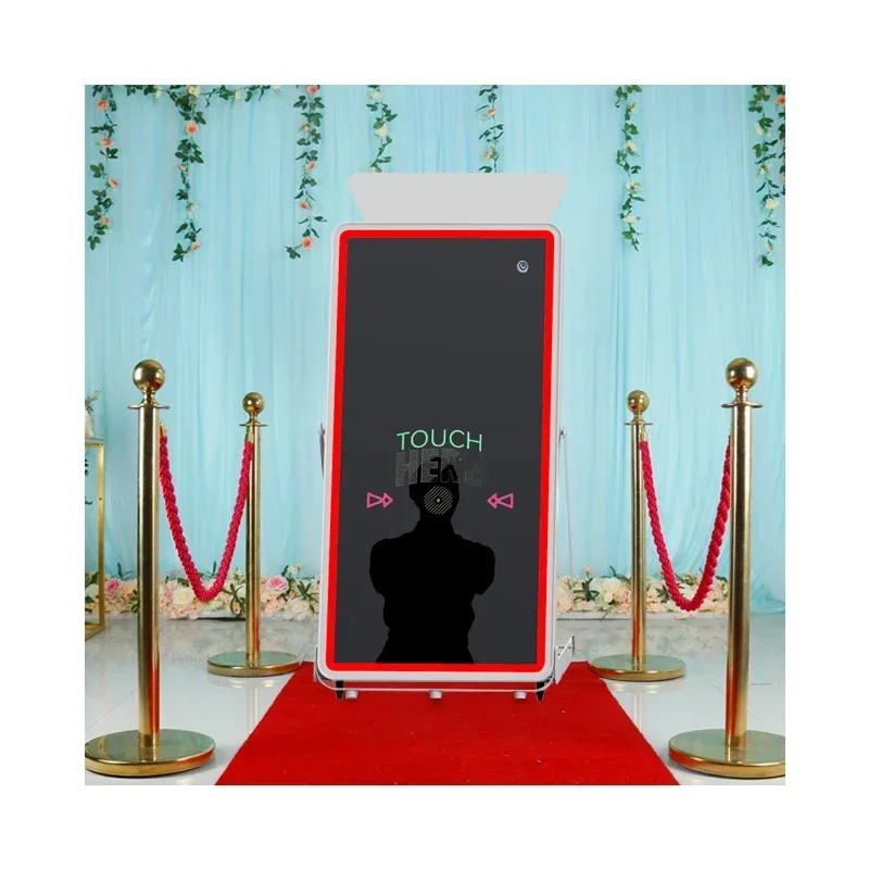 جديد الزفاف بالجملة المحمولة صورة شخصية مرآة سحرية كابينة تصوير فوتوبوث شاشة تعمل باللمس إطار led للمناسبات