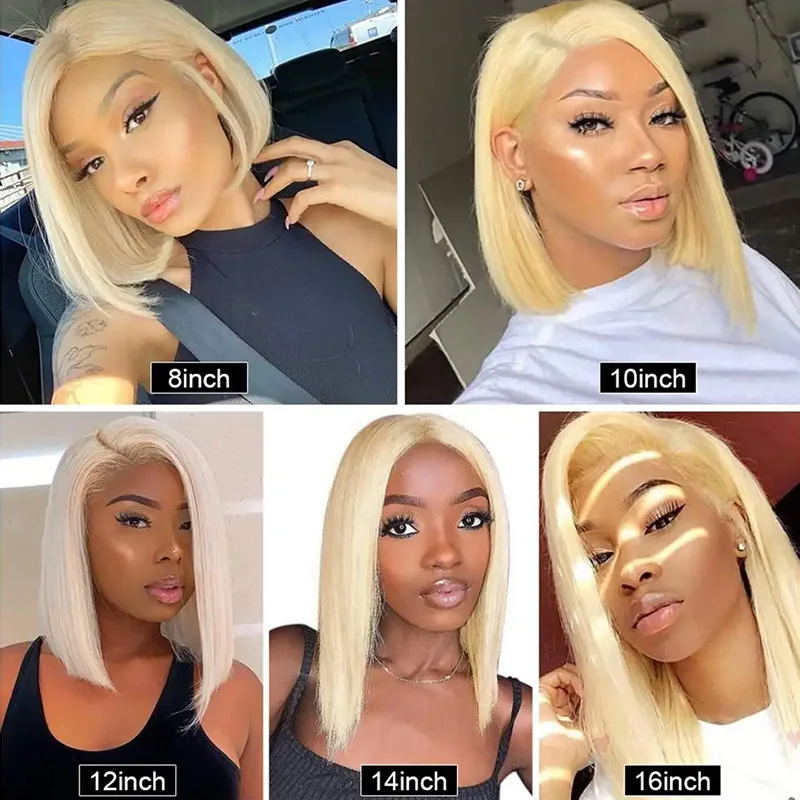 13x4 613 Blonde BOB Ombre Lace Fornt Wig Short Straight Bob Braizilian Human Hair Wigs Transparent Lace Frontal Wig Preplucked