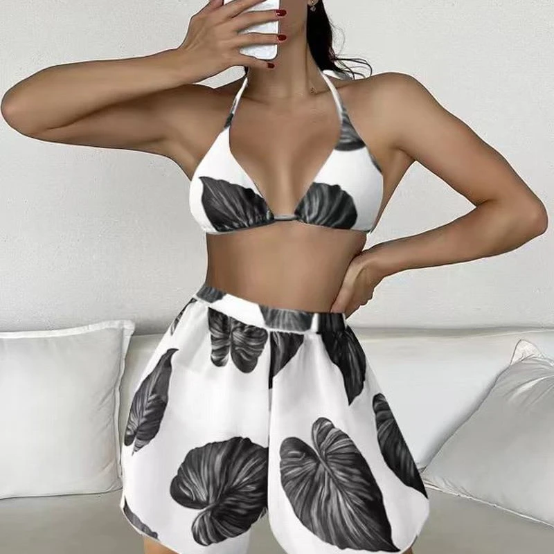 Cikini-Three Piece Split Swimsuit for Women, Retro Print Bikini, Summer Swimwear, Bathing Suit for Female, Sexy, 2023