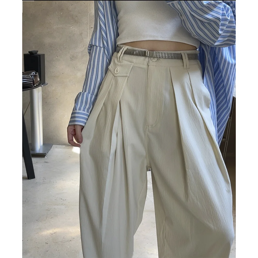 

Women's Casual Sports Pants High Waisted Design Wide Leg Loose Fit Good Texture And Temperament When Worn Showing Off Long Legs