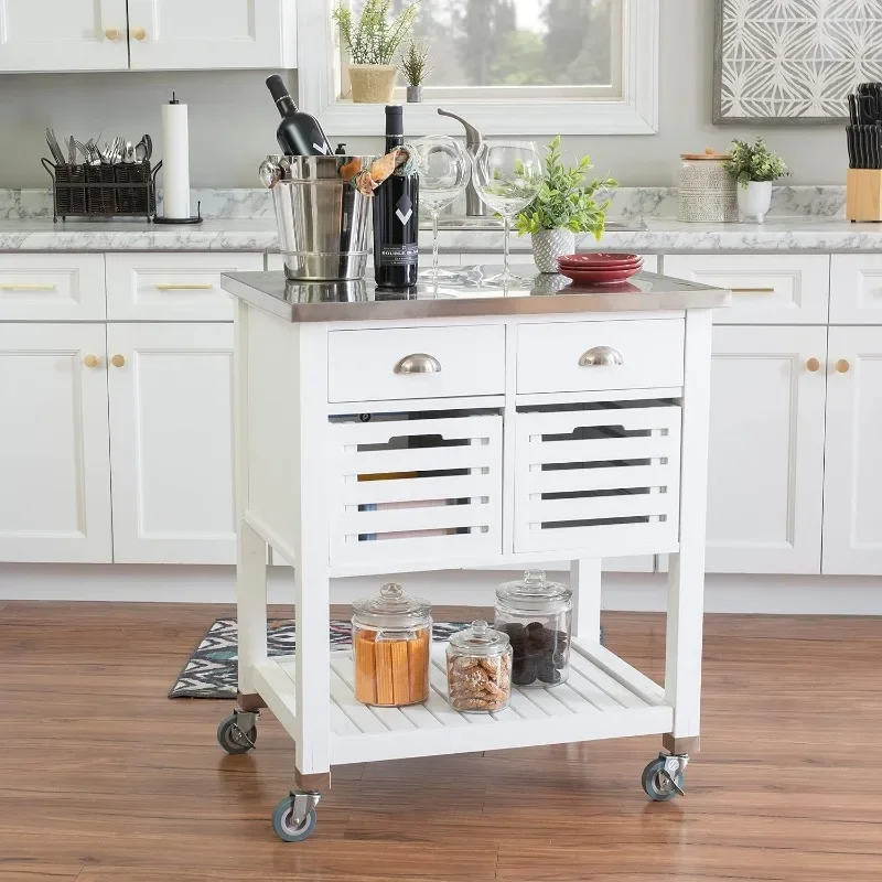 Linon Hudson White Kitchen Cart,