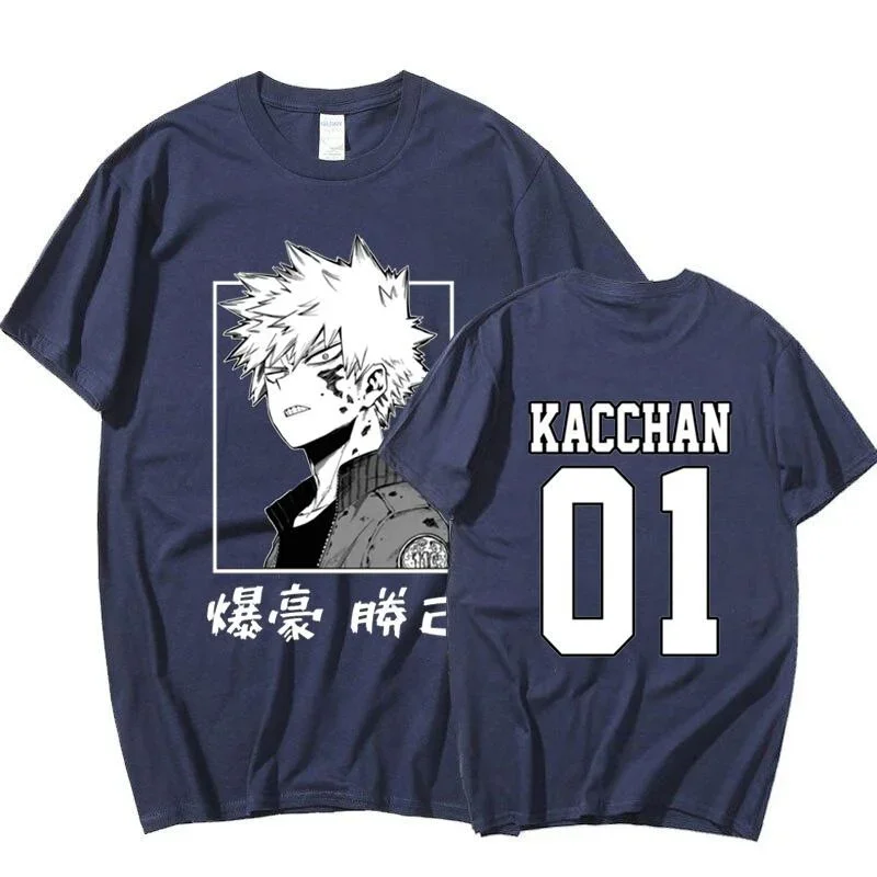 Cool Bakugou Katsuki Graphic Print T Shirt Men\'s Fashion Personality Round Neck Short Sleeve Streetwear Casual Anime Tees Top