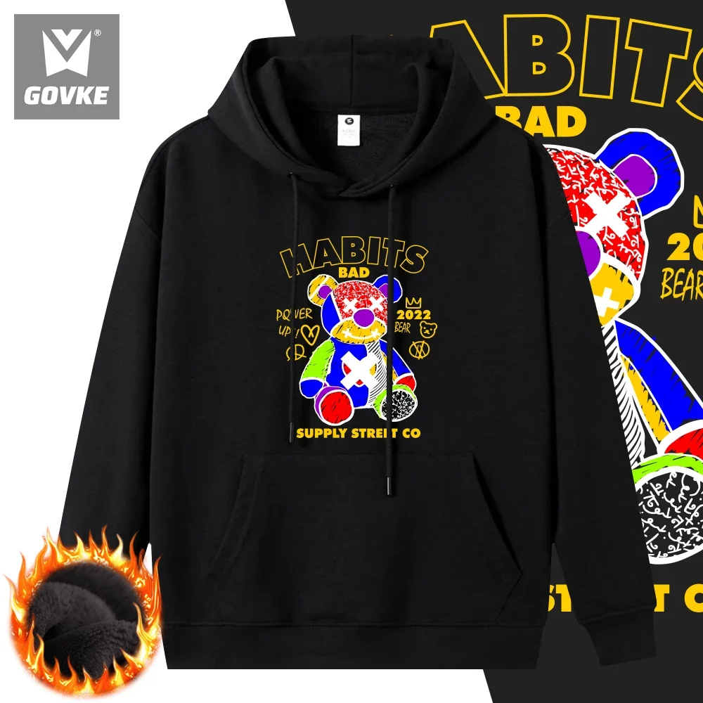 

Habits Bad Supply Street Co Autumn and Winter Christmas Hoodie Unisex Pullover Warm Thick Neutral Style Loose Clothes